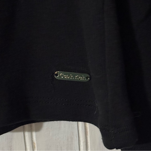 Calvin Klein | Women’s Black Bell Sleeve Round Neck Stretch Blouse Top Size L - Picture 5 of 9